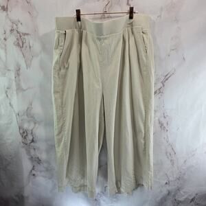 Torrid Pants Womens 3X 3 Beige Linen Crop Slim High Rise Pull On Stretch Wide